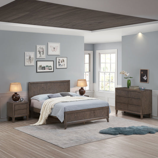 Suno Queen Bedroom Suite Bed Frame Bedside Dresser Set Dark Grey