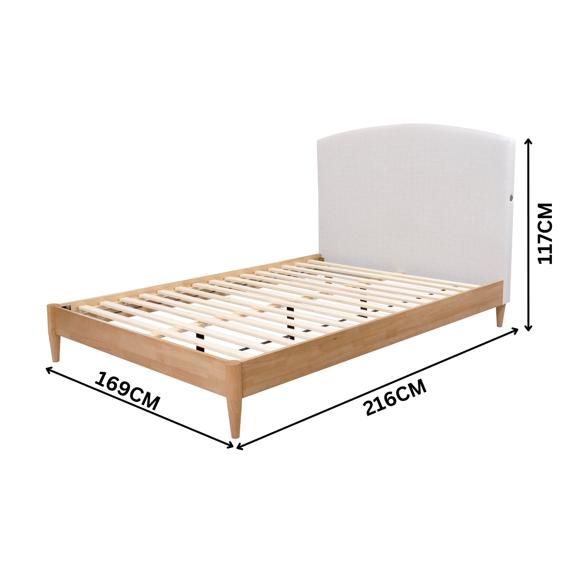 Tammy Queen Bed Frame USB Port Oak Grey