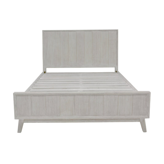 The Croft Queen Bed Frame Acacia Timber Frame White Washed