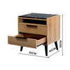 Thelma 2 Drawers Bedside Table Nightstand Side End Bedroom Storage Cabinet Mango Oak