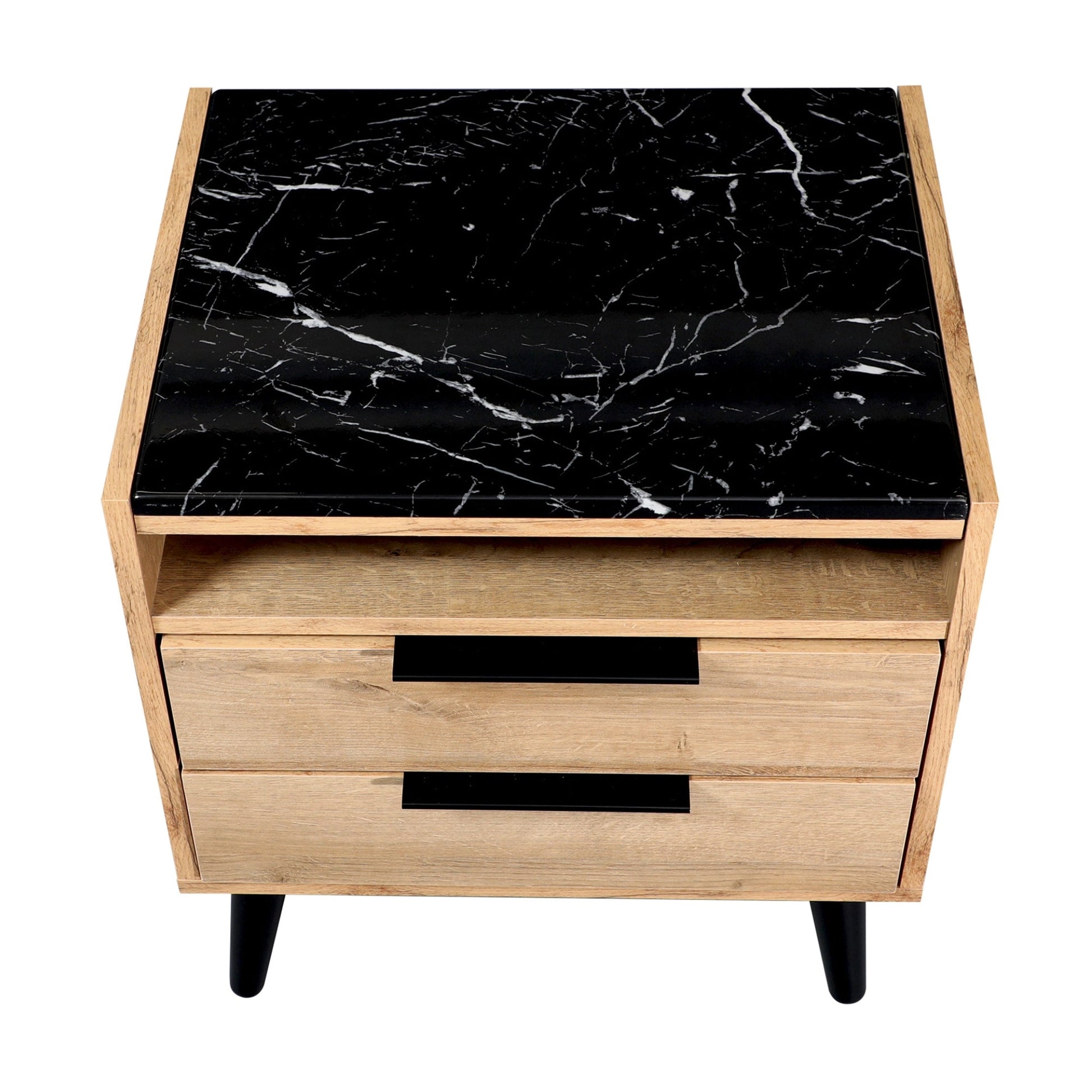 Thelma 2 Drawers Bedside Table Nightstand Side End Bedroom Storage Cabinet Mango Oak