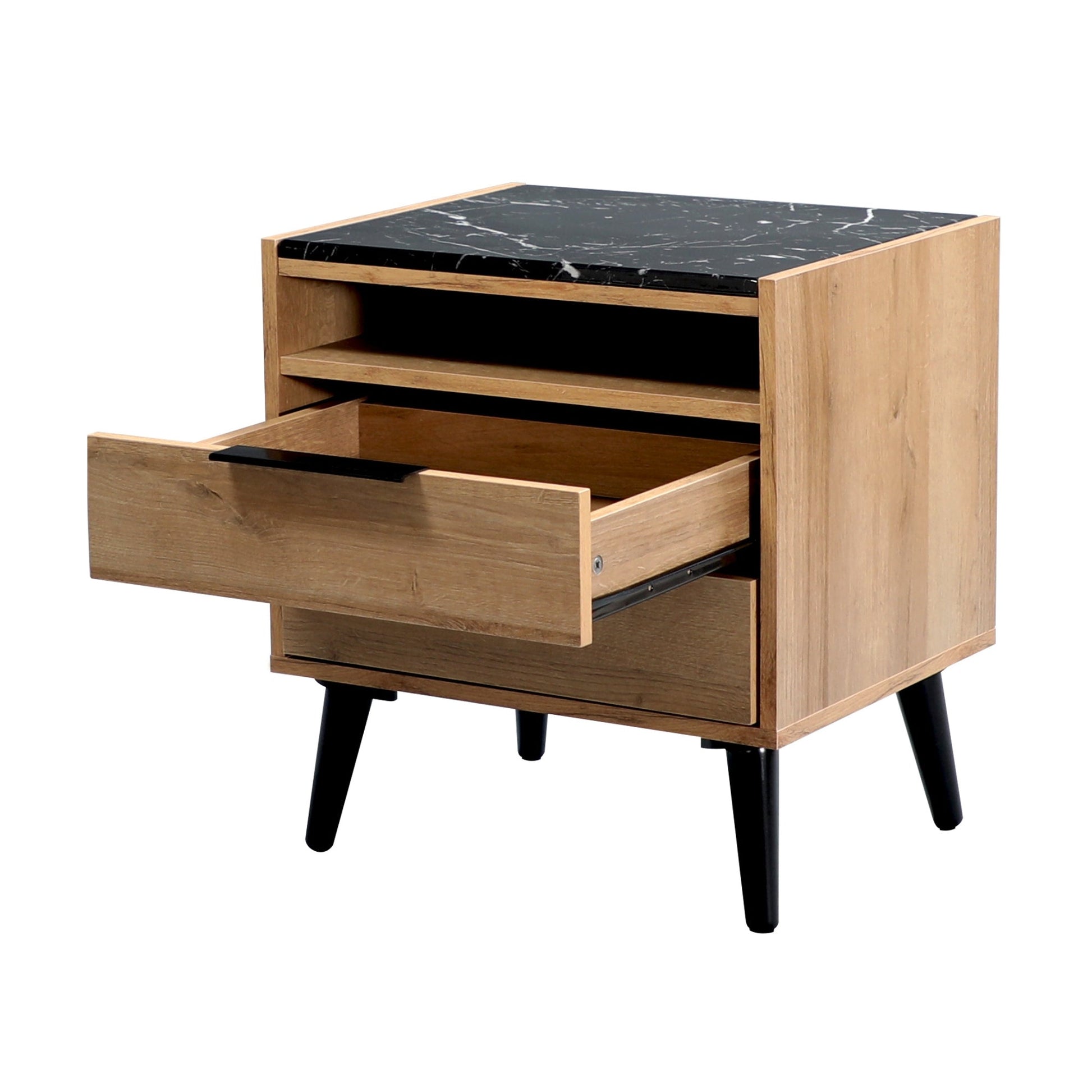 Thelma 2 Drawers Bedside Table Nightstand Side End Bedroom Storage Cabinet Mango Oak