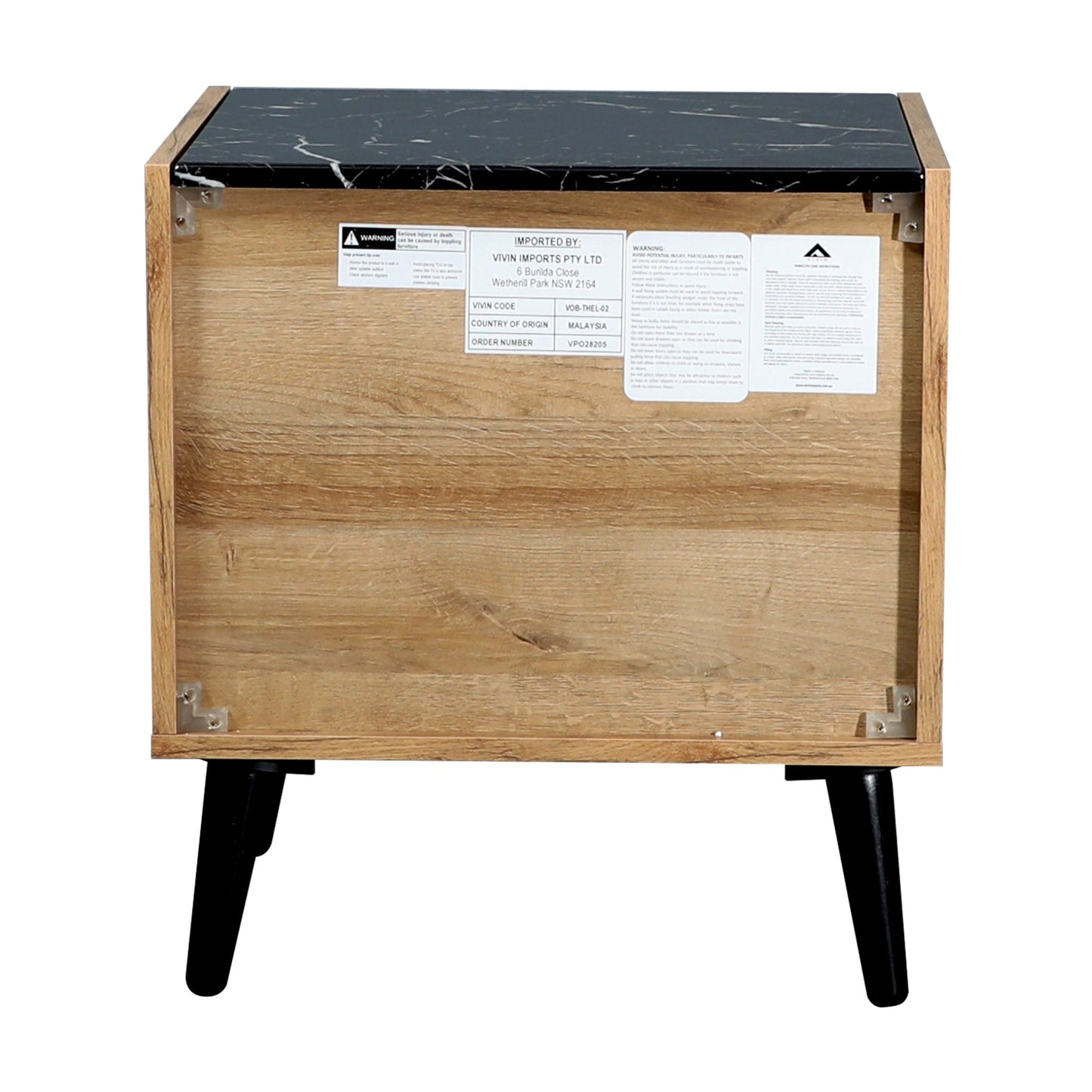 Thelma 2 Drawers Bedside Table Nightstand Side End Bedroom Storage Cabinet Mango Oak