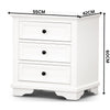 Venice Bedside Table 3 Drawer White