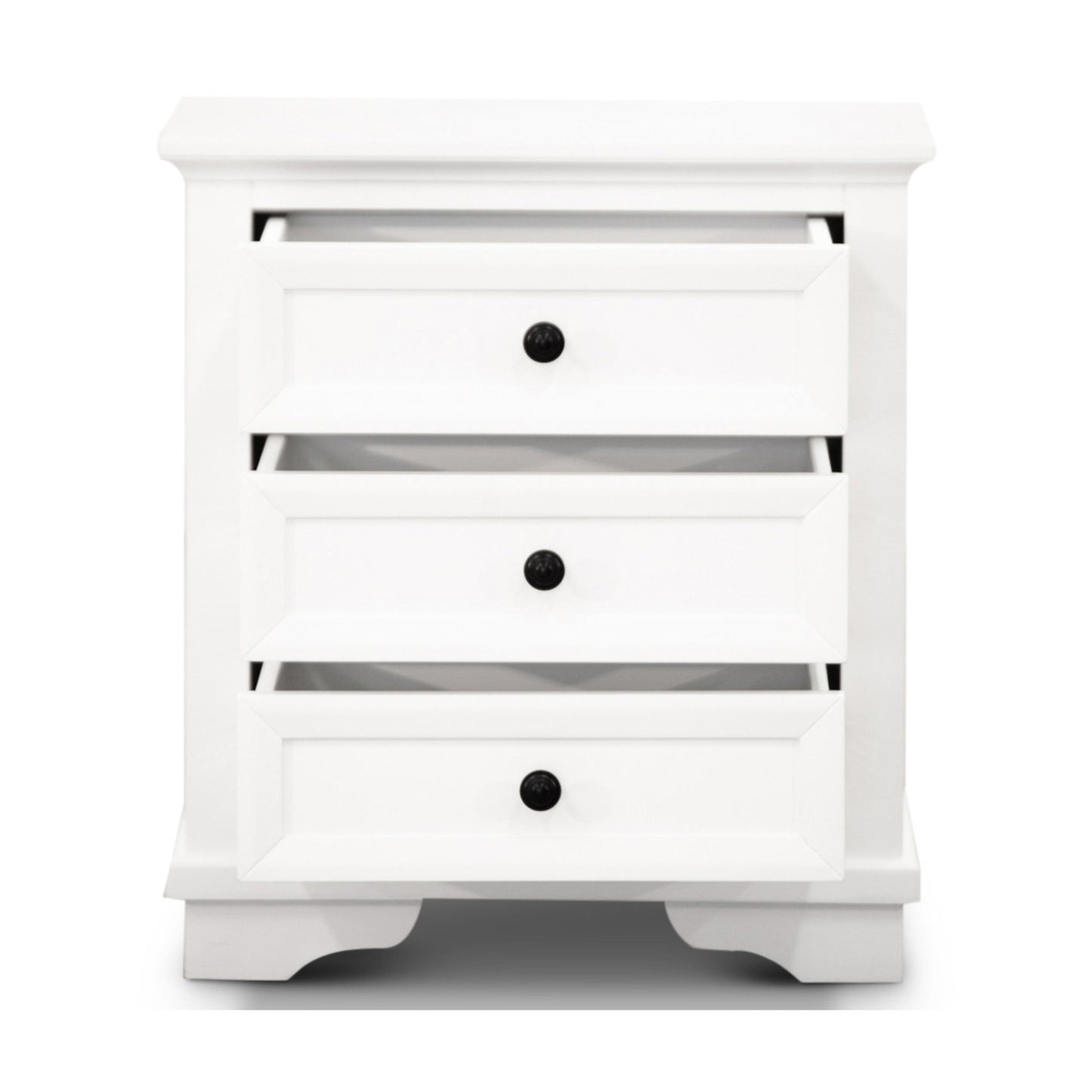 Venice Bedside Table 3 Drawer White