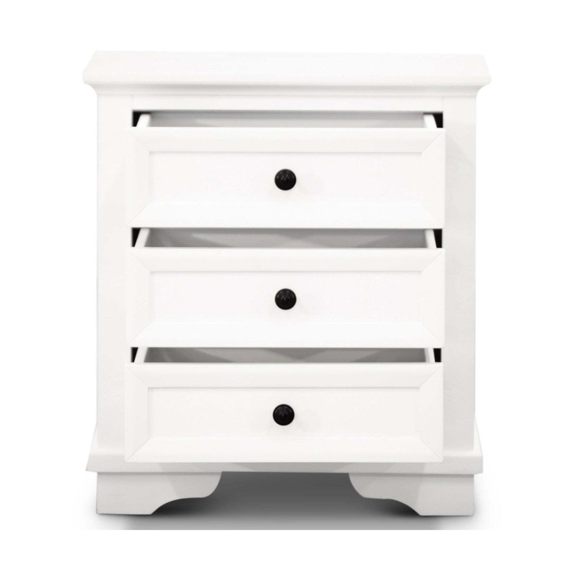 Venice Bedside Table 3 Drawer White