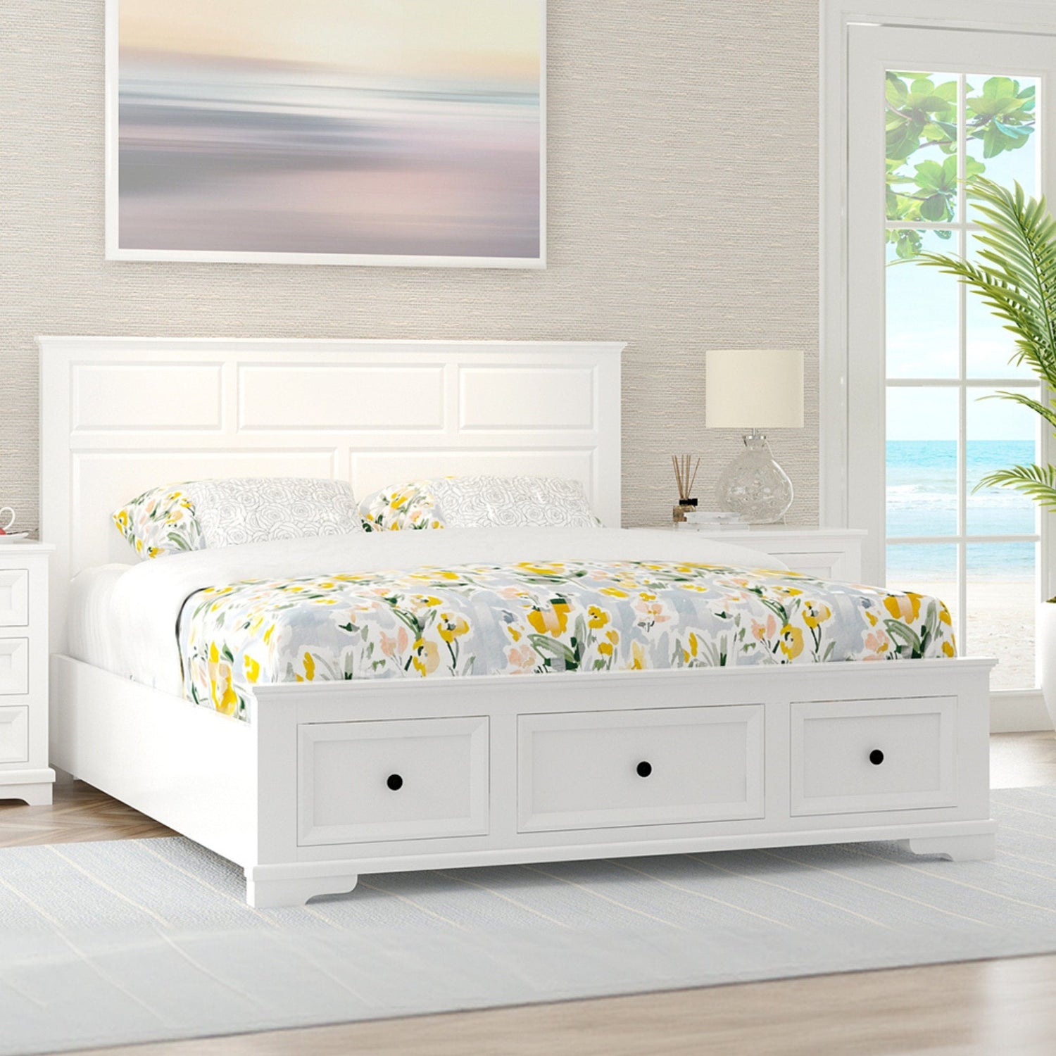 Venice King Size Bed Frame 3 Drawer Storage White
