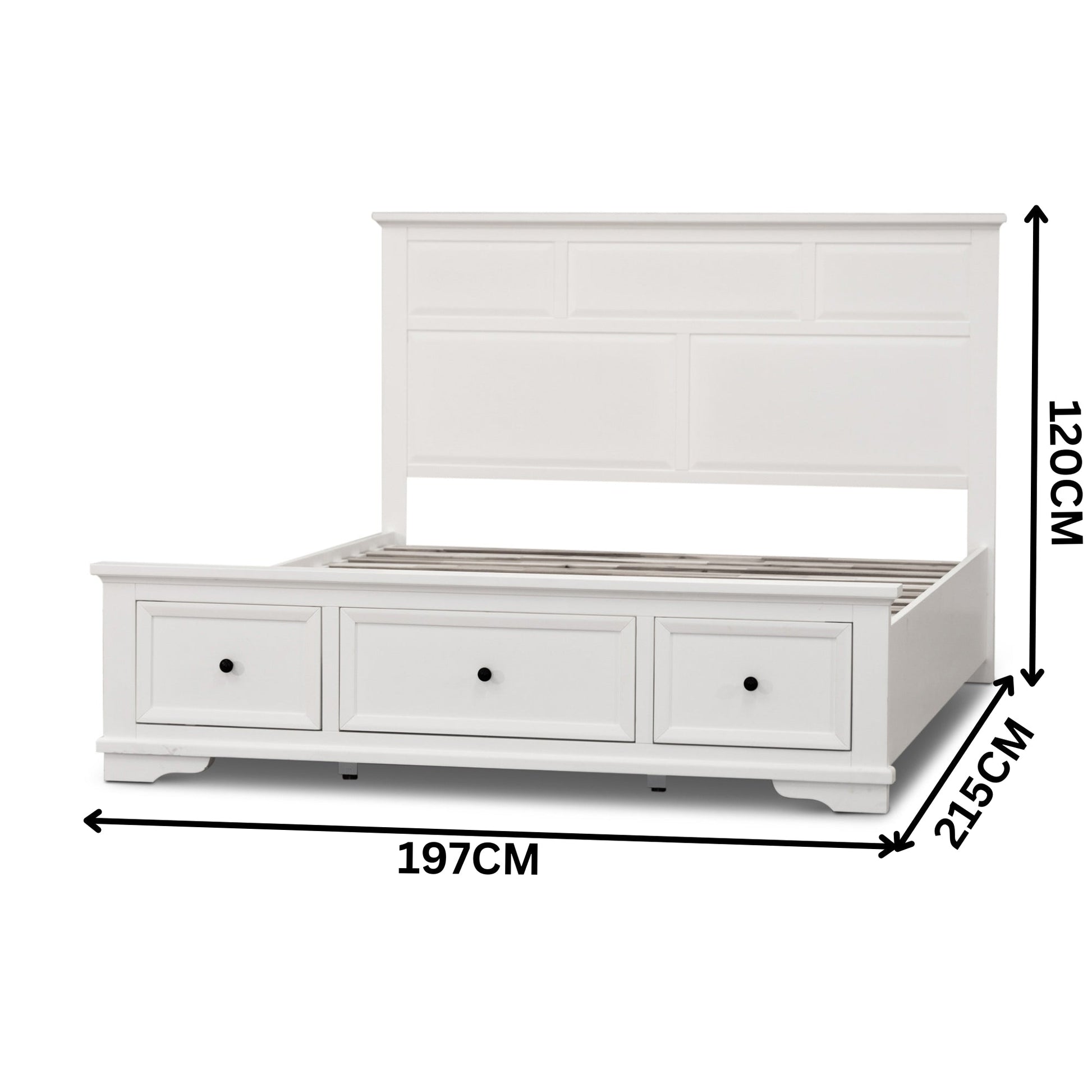 Venice King Size Bed Frame 3 Drawer Storage White