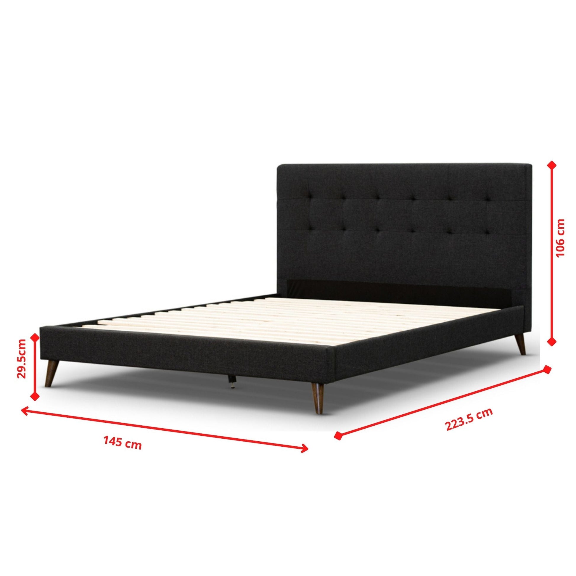 Volga Bed Frame Double Charcoal