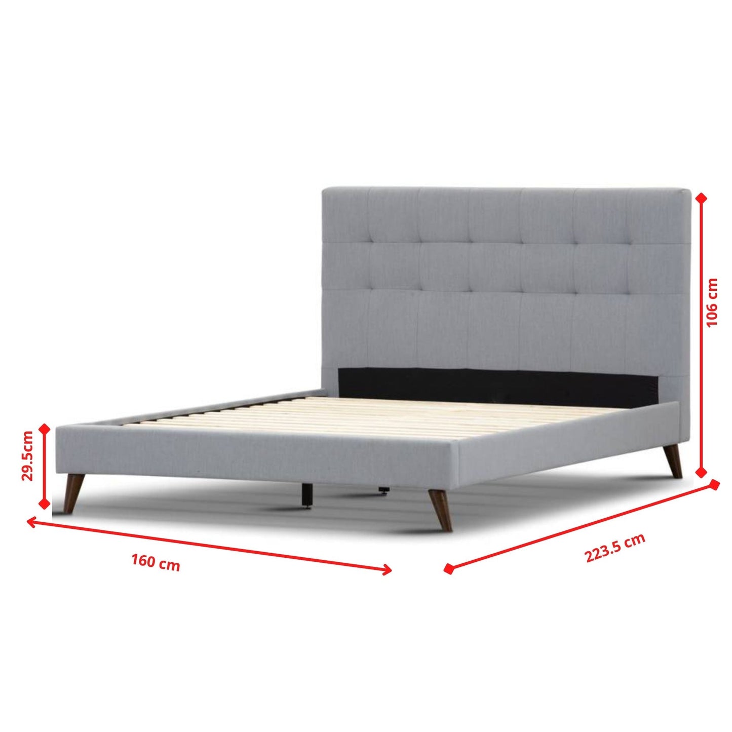 Volga Bed Frame Queen Grey